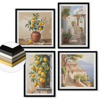 WANDBILDER 4er-Set - 50x50 cm & 40x60 cm Schwarzer Rahmen - Lemon Streets Meerblick - Schwarz, Kunststoff (50/50cm) - ArtPrintCave
