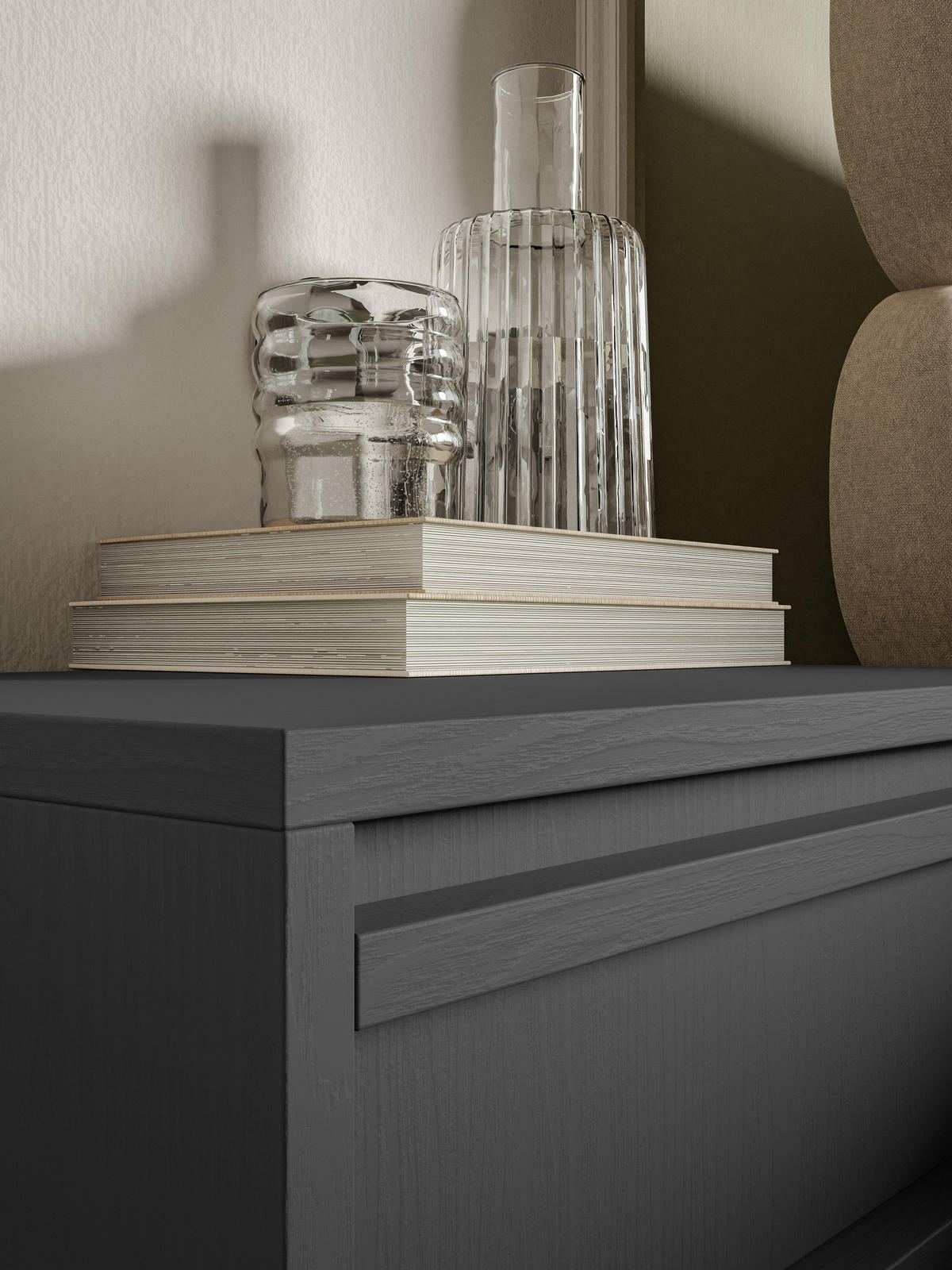 NACHTSCHRANK Evo Schwarz mit Metallgestell 50 cm - Anthrazit/Schwarz, Holzwerkstoff/Metall (50/44/34cm) - Selsey