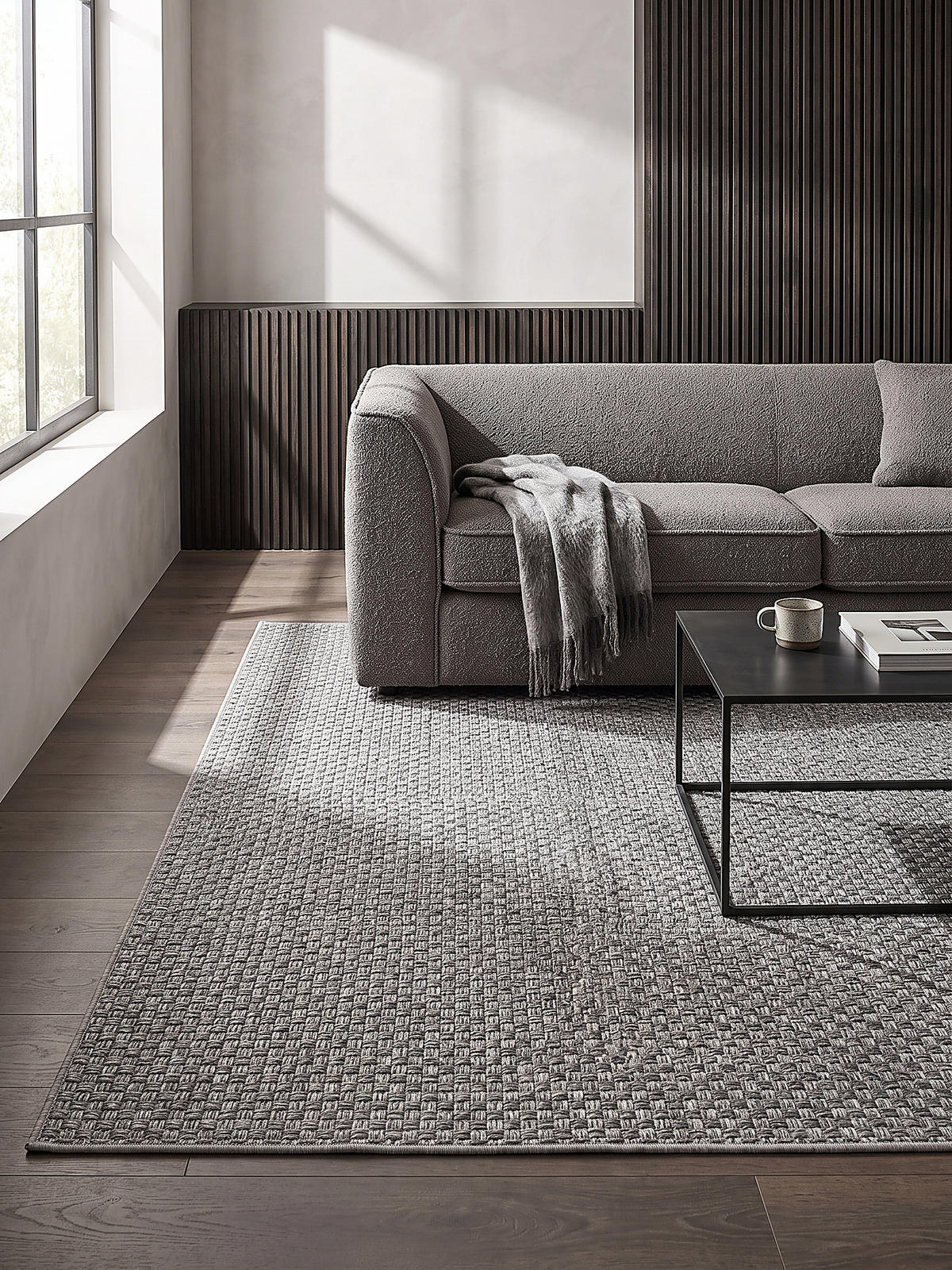 TEPPICH Flachgewebe BROYE Uni Polypropylen Grau 140 x 200 cm - Grau, Textil (140/200cm) - KADIMA DESIGN
