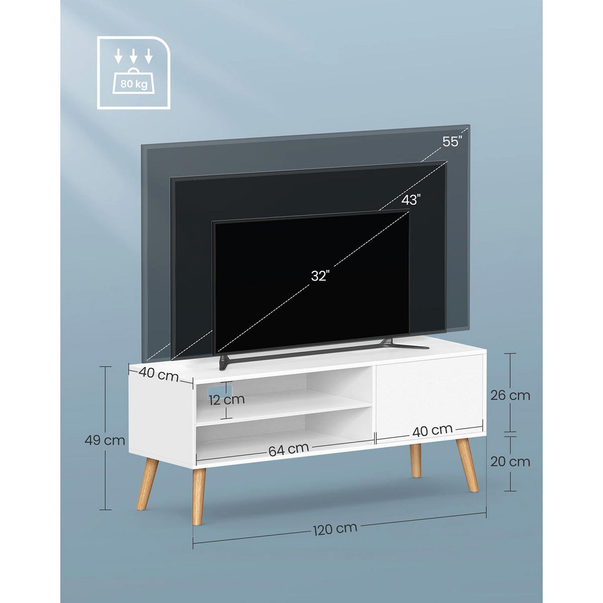 TV-SCHRANK BANGUI - Weiß, Holzwerkstoff (120/49/40cm) - Hansiro