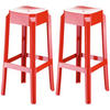 BARHOCKER 2er Set Kunststoff rot - Eukalyptusholzfarben/Rot, Kunststoff (36/75/36cm) - CLP