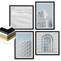 WANDBILDER 4er-Set - 50x50 cm & 40x60 cm Schwarzer Rahmen - Moderne Architekturgeometrie - Schwarz, Kunststoff (50/50cm) - ArtPrintCave