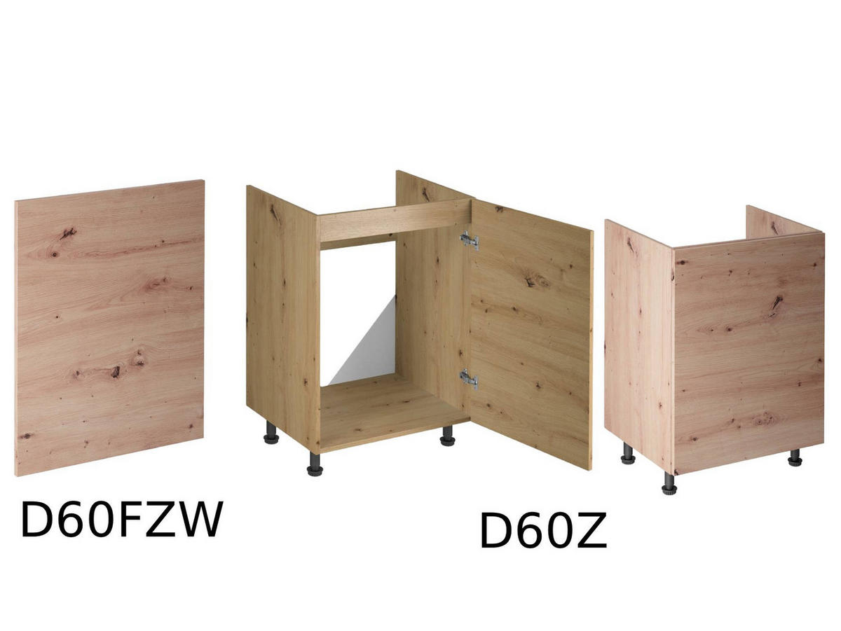 KÜCHENZEILE 340 - Langen KL1-M340 in Artisan Eiche - Schwarz/Eiche Artisan, Holz (340/212/58cm)