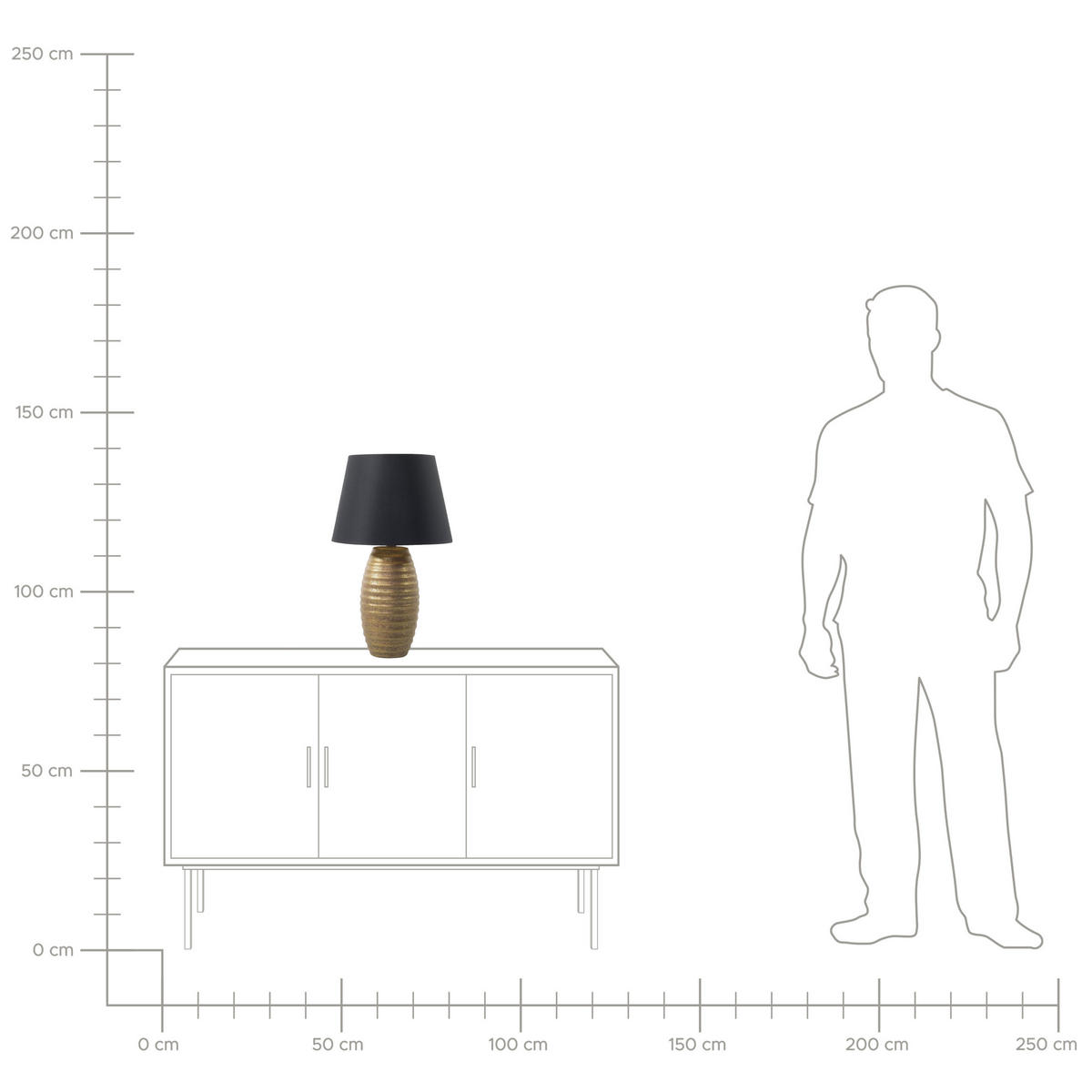TISCHLAMPE Ebro 33/33/56 cm - Goldfarben, Keramik (33/33/56cm) - Beliani