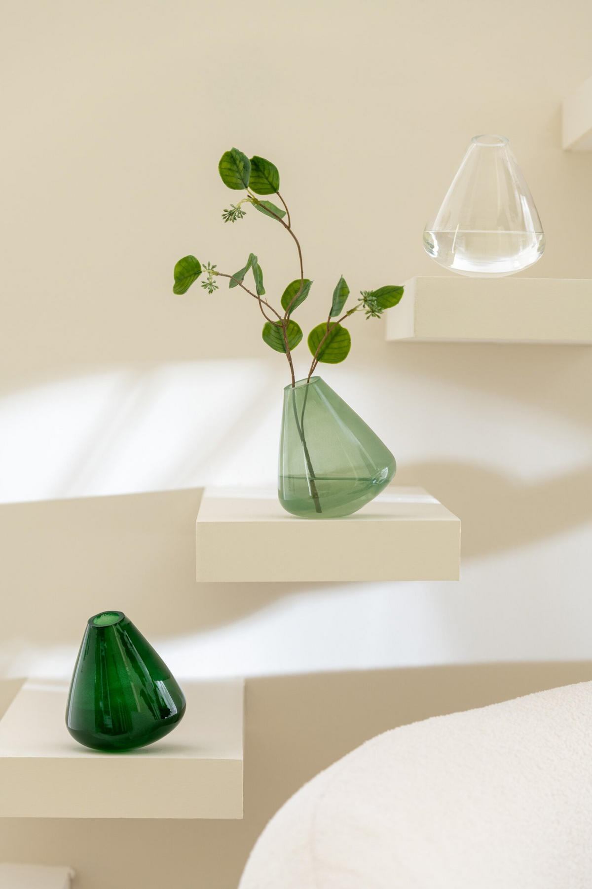 VASE TOPAZ - Glas - Grün - Ø 11.5 cm - Olivgrün, Glas (13.5cm) - J-Line