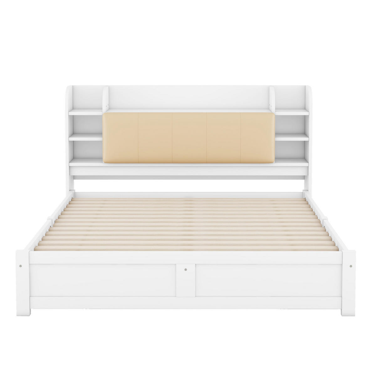BETT 180/200 cm mit aufklappbarem Kopfteil, 4 Schubladen und Stauraum aus Kiefern, Weiß - Weiß, Holzwerkstoff (180/200cm) - Redom
