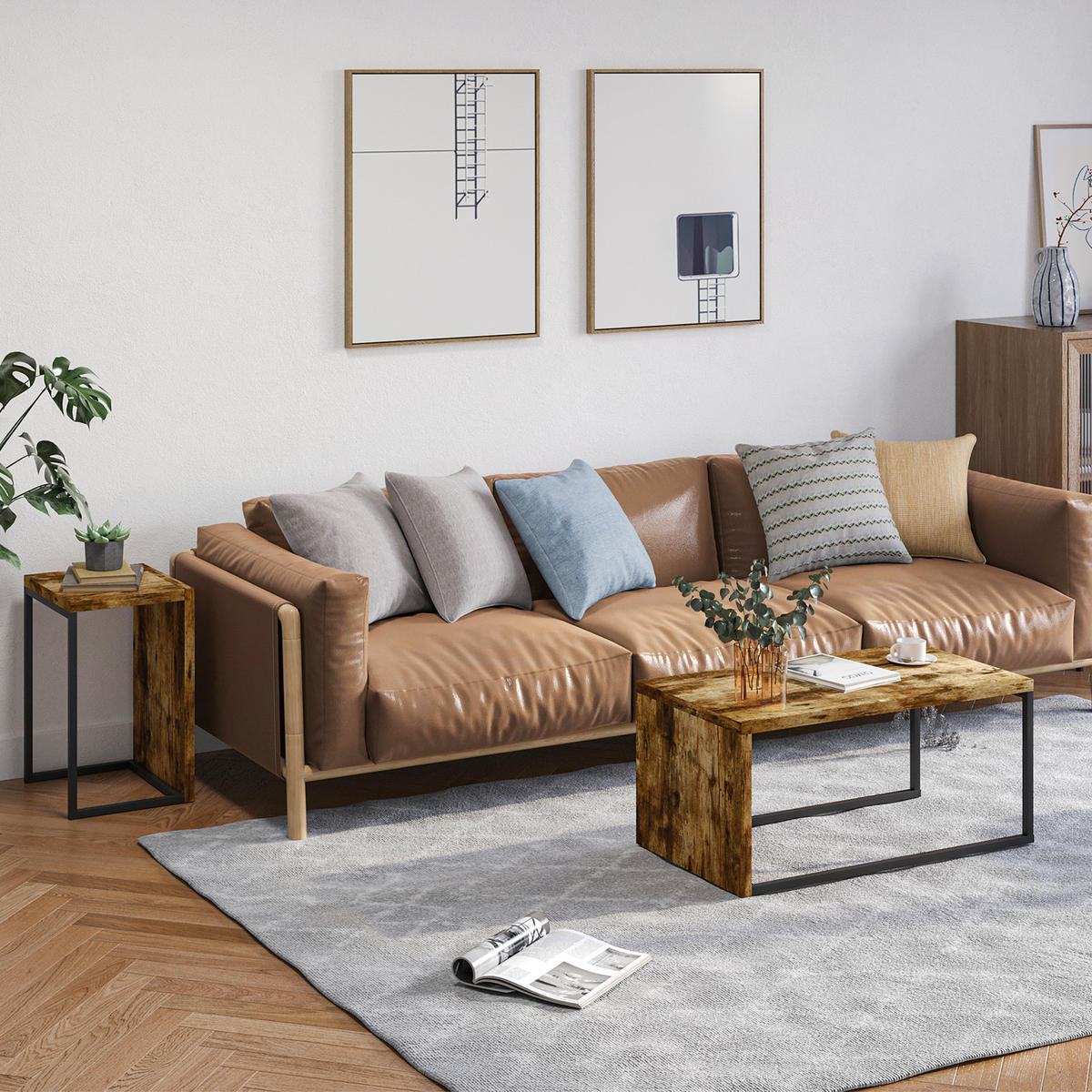 COUCHTISCH Braun 1 Stück - Braun, Metall (90/48/42cm) - GiPP