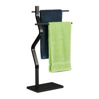 HANDTUCHSTÄNDER - Schwarz, Holzwerkstoff/Metall (43.5/85/20cm) - Relaxdays