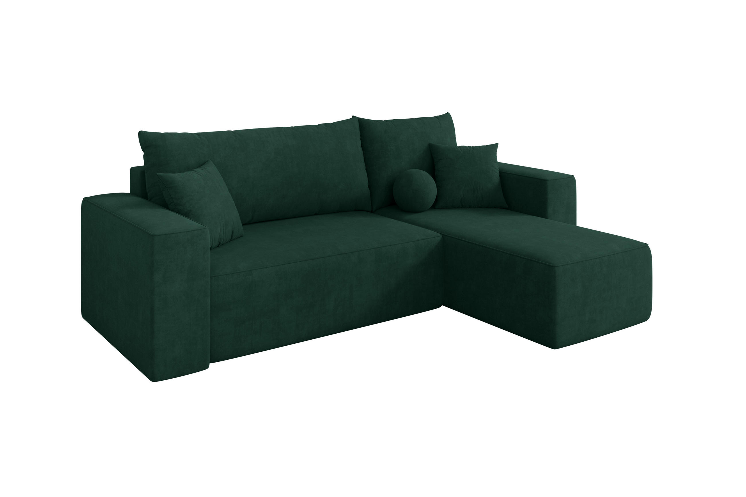 ECKSOFA mit Schlaffunktion Ottomane Rechts SENO-L 249x139x85 Grün Velours - Schwarz/Grün, Holzwerkstoff/Kunststoff (249/139cm) - ALTDECOR