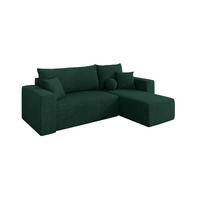 ROHOVÁ SEDAČKA s funkcí spaní, otoman vpravo SENO-L 249x139x85 zelená velur - černá/zelená barva, kompozitní dřevo/textil (249/139cm) - ALTDECOR