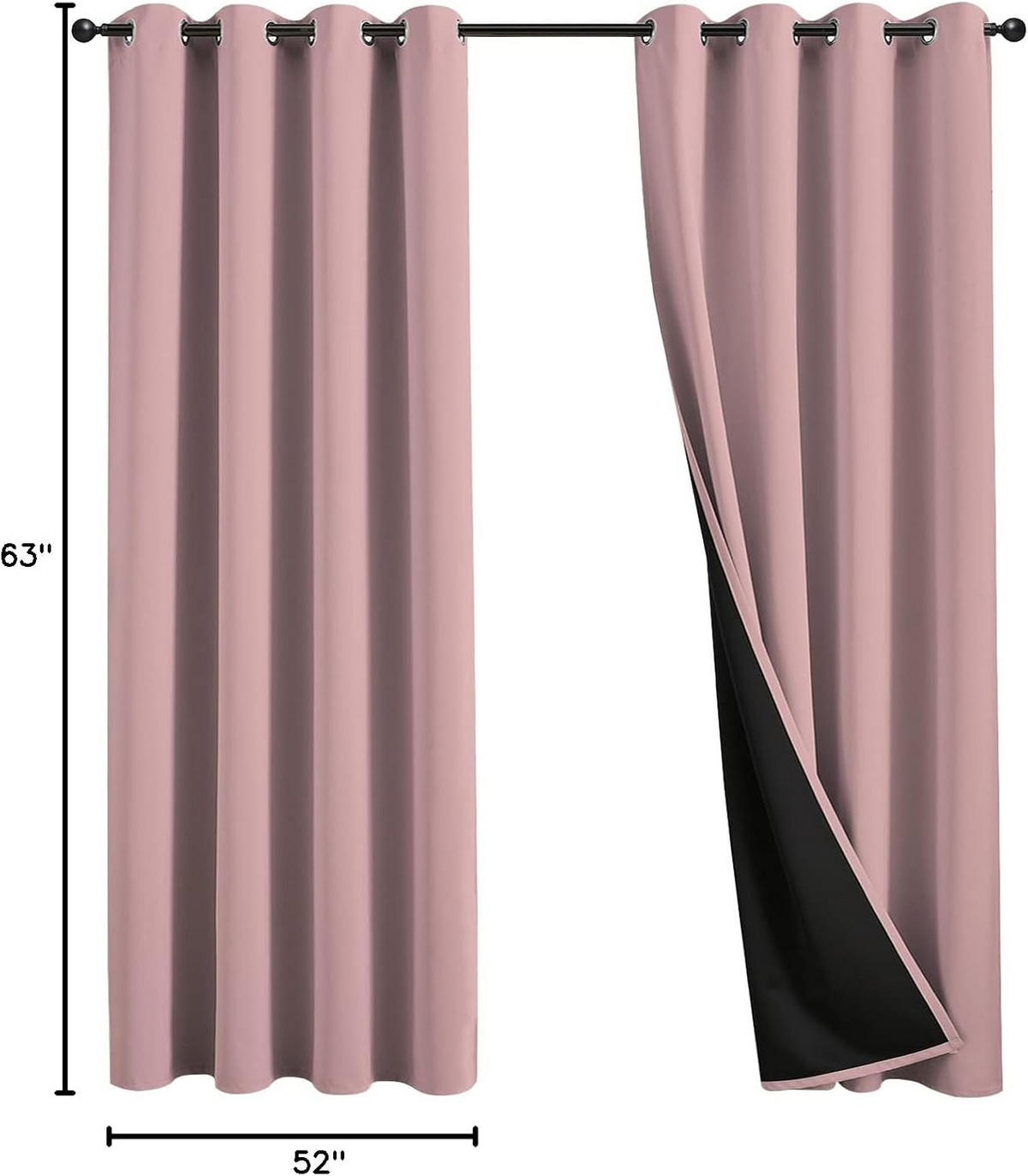 VERDUNKELUNGSVORHÄNGE, wärmeisolierend – 132 x 160 cm – 2 Stück, grau - Pink, Textil (132/160cm)