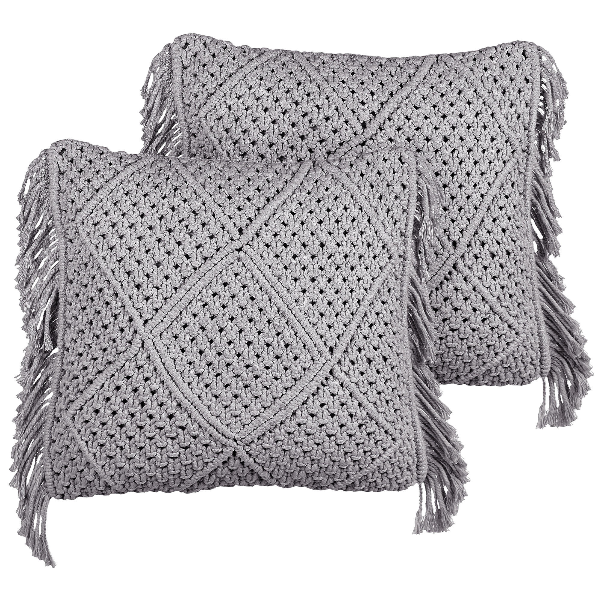 DEKOKISSEN 2er-Set Grau 45/45 cm Besham - Grau, Textil (45/45cm) - Beliani