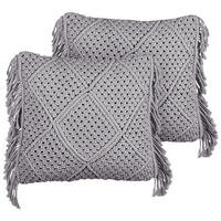 DEKOKISSEN 2er-Set Grau 45/45 cm Besham - Grau, Textil (45/45cm) - Beliani