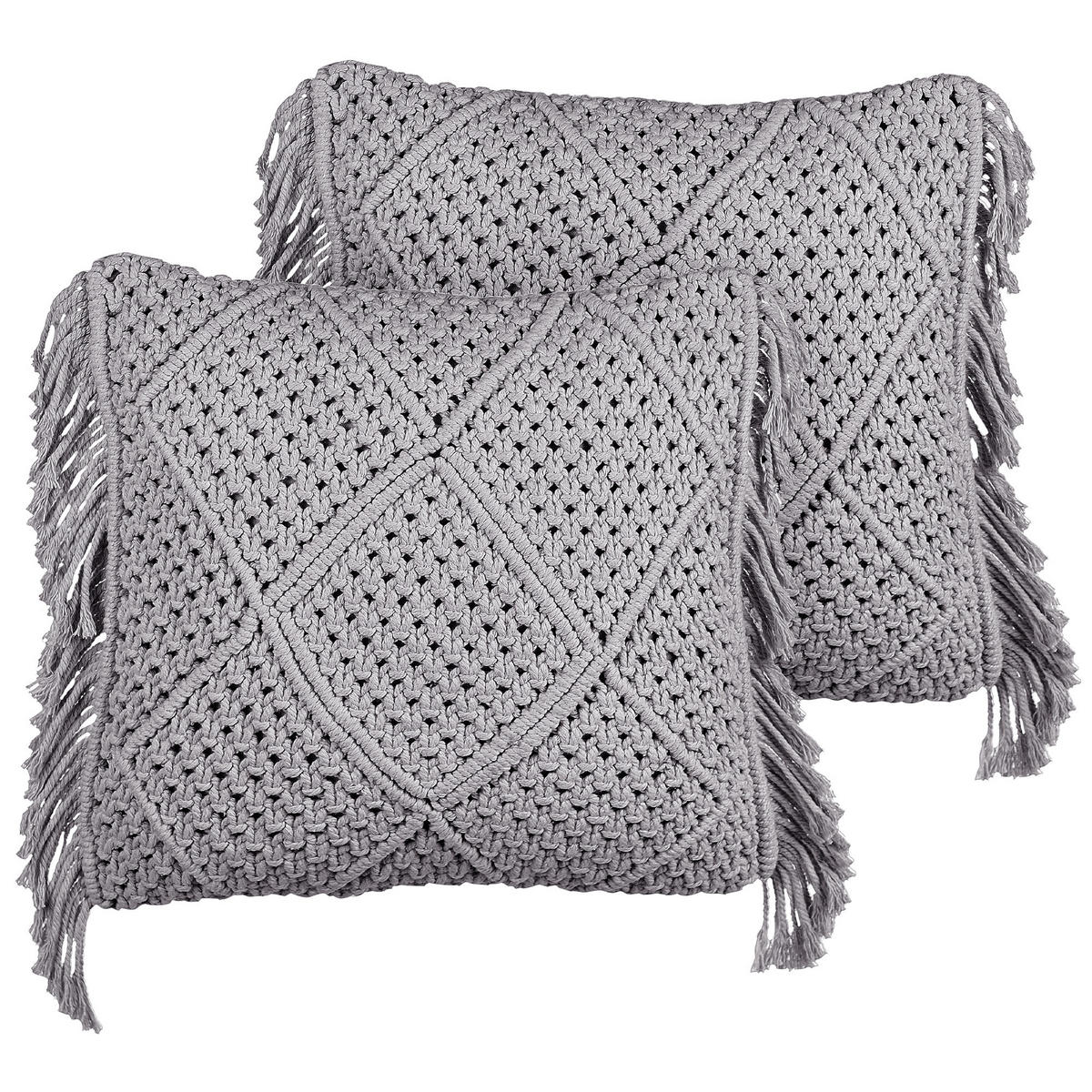 DEKOKISSEN 2er-Set Grau 45/45 cm Besham - Grau, Textil (45/45cm) - Beliani