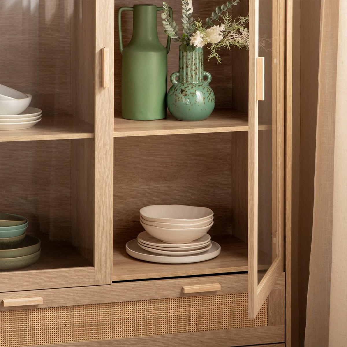 VITRINENSCHRANK DOPPELTER Tahiti Natürlich 100 cm x 170 cm - Naturfarben, Holzwerkstoff (100/170/40cm)