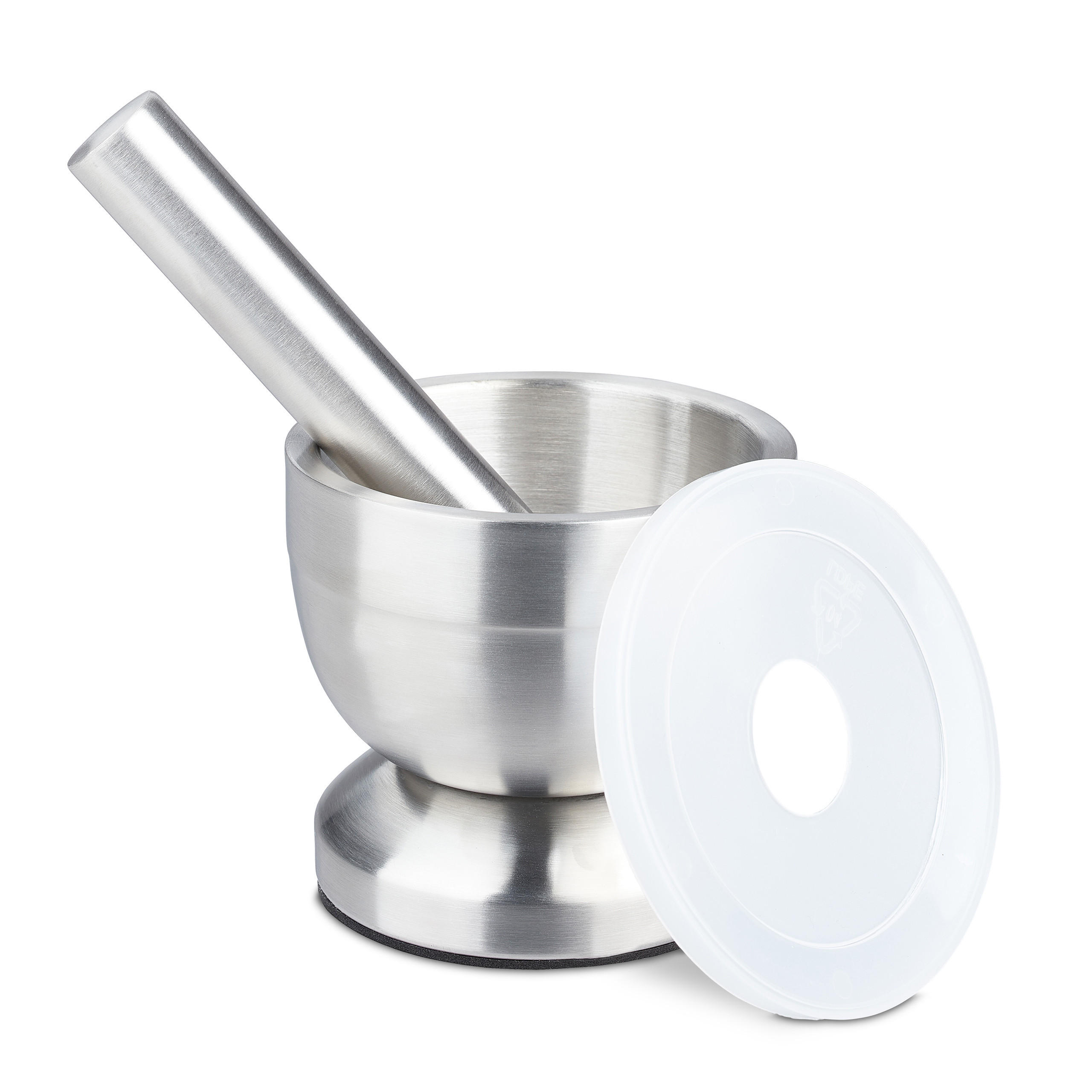 MÖRSER - Silberfarben, Kunststoff/Metall (10/9/10cm) - Relaxdays