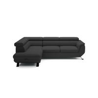 ECKSOFA RAVEN L mit Schlaffunktion und Bettkasten, Freistehend, Polstersofa mit Verstellbaren Kopfstützen, 257x198x96 cm, Linke, Schwarz - Schwarz, Holz/Textil (198/256cm) - DomoHome