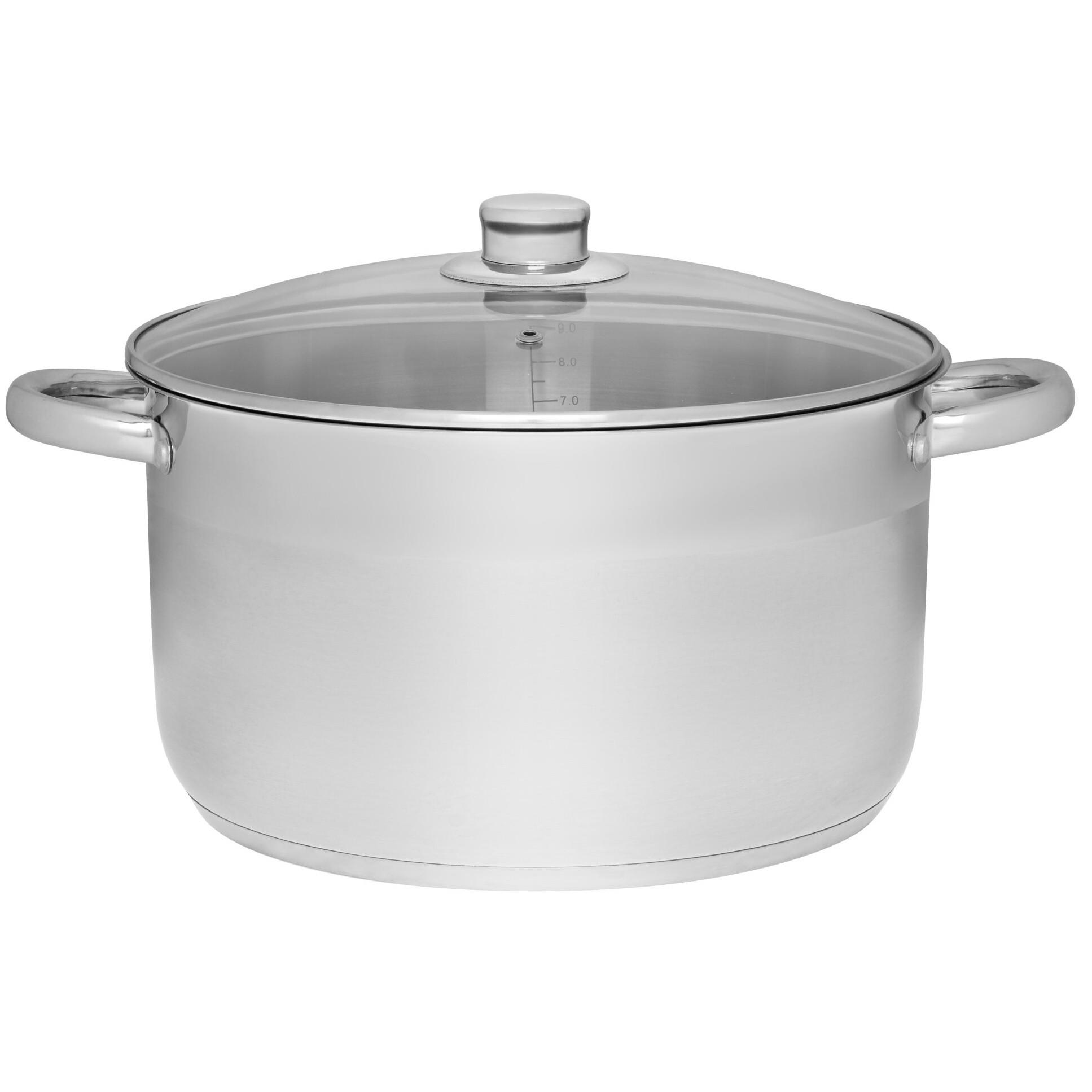 EDLESTAHLETOPF mit Deckel 10 l - Silberfarben, Metall (30cm)