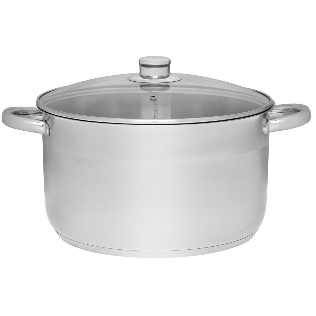EDLESTAHLETOPF mit Deckel 10 l - Silberfarben, Metall (30cm)