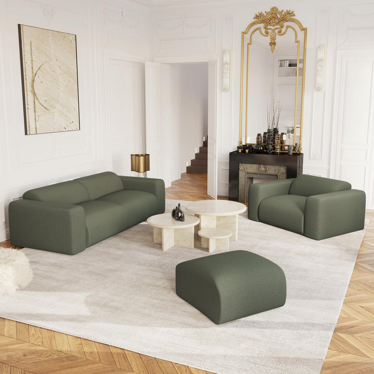 RASTERGEWEBE Olivgrün 75cm - Olivgrün/Grün, Textil (75/45/75cm) - Sia Home