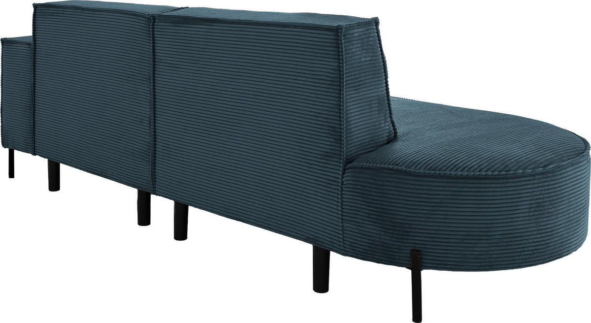 ECKSOFA Hana Loft 3-Sitzer Ecke Rechts, Cordstoff Chenille, Dunkelblau 241/80/168 cm - Blau/Schwarz, Textil/Metall (241/168cm) - WFL GROUP