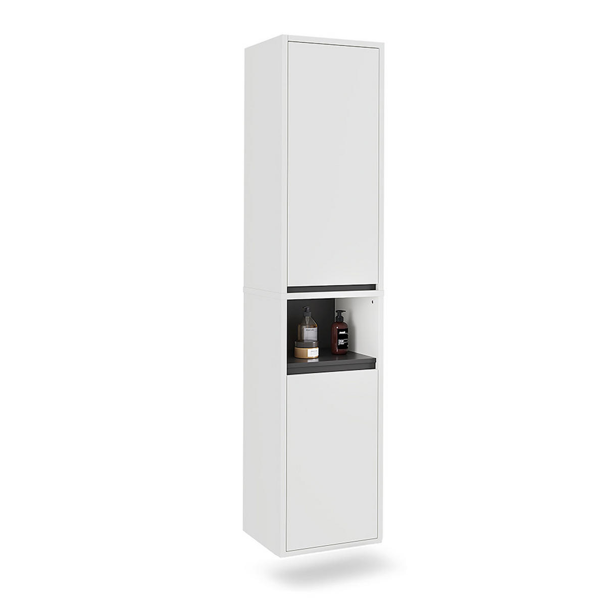 HOCHSCHRANK Viola Weiß/Grau 38 x 170 cm mit 2 Türen - Weiß/Grau, Holzwerkstoff (38/170/33cm) - Vicco