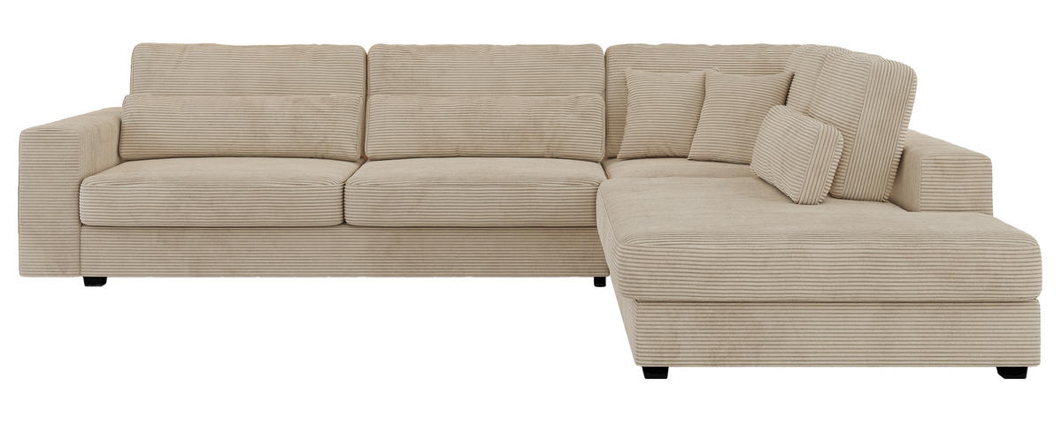 ECKSOFA Savona Beige Cord - rechts - Beige/Schwarz, Kunststoff/Textil (249/316cm) - MKS
