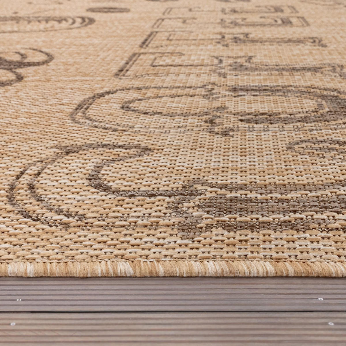 TEPPICH Kurzflor Schriftzug Wohnzimmer schmutzabweisend Beige Läufer 80x150 - Beige, Textil (80/150cm) - KADIMA DESIGN