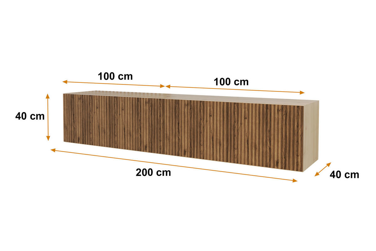 LOWBOARD NOA-2-W 2x100x40x40 cm - Artisan / Katania - Eiche Wotan, Holzwerkstoff (200/40/40cm) - ALTDECOR
