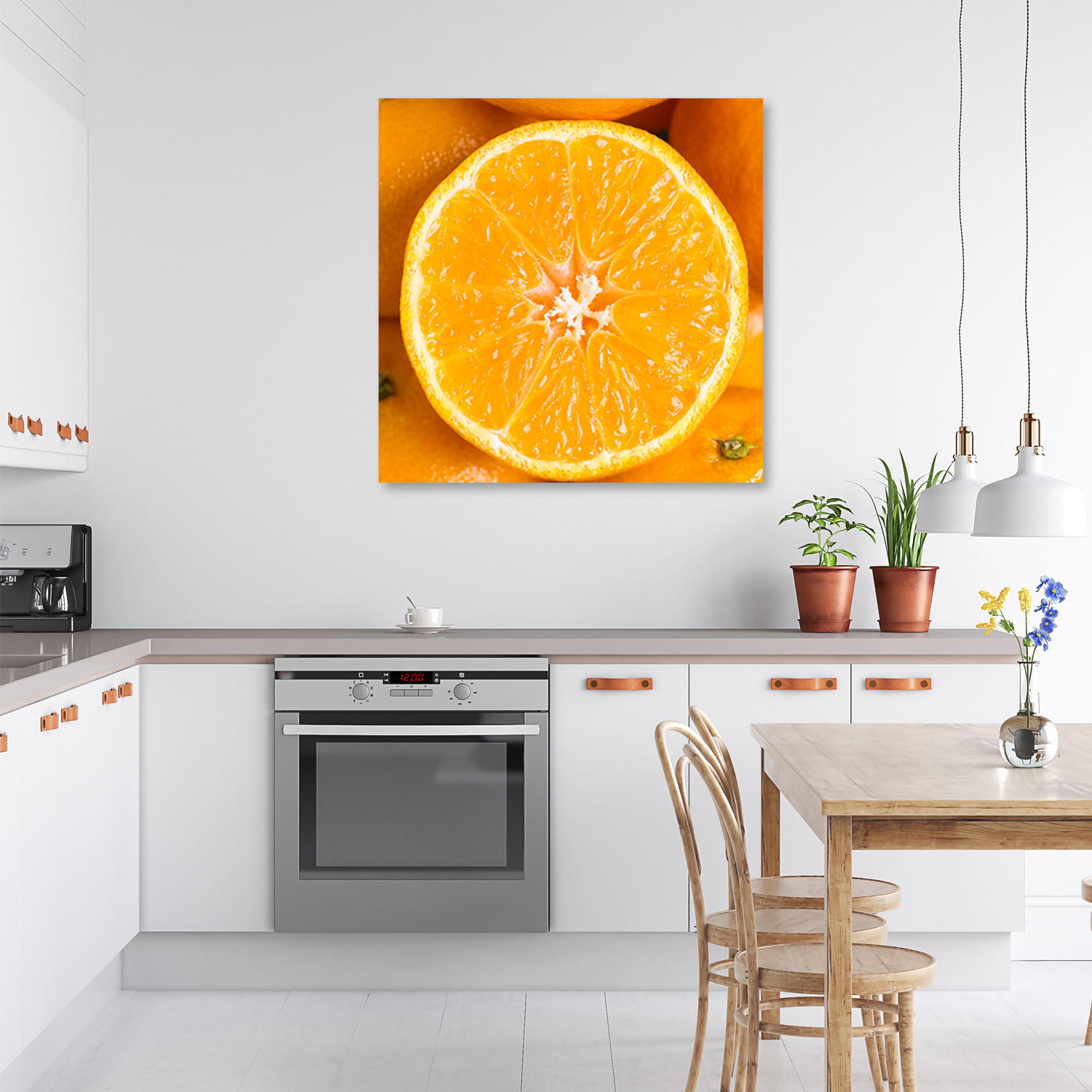 WANDBILD obst orange makro - Gelb, Textil (50/50cm) - Feeby