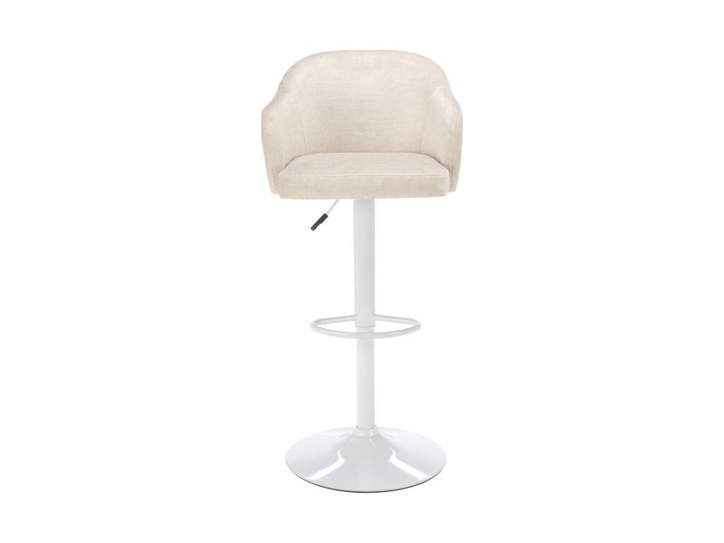BARHOCKER - Stoff & Metall - Höhenverstellbar - Cremefarben & Weiß - CARSTEN - Creme, Textil (51/113/52cm) - Vente-Unique