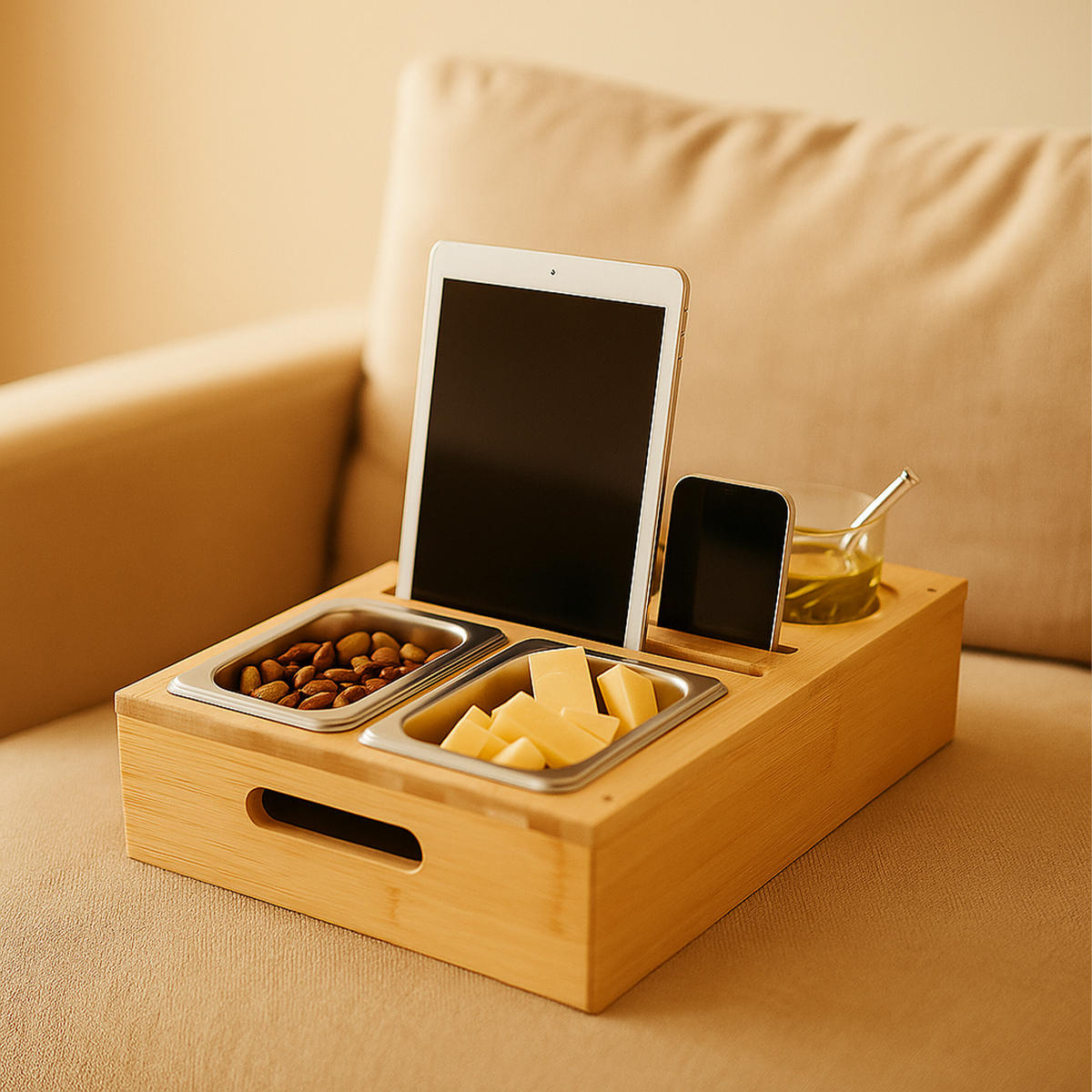 COUCHBAR - Hellbraun, Naturmaterialien/Holz (40/8/26cm) - Relaxdays