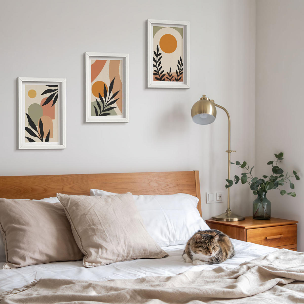 WANDBILDER 3er-Set - 20x30 cm Weißer Rahmen - Abstrakte Pflanzenformen - Weiß, Kunststoff (20/30cm) - ArtPrintCave