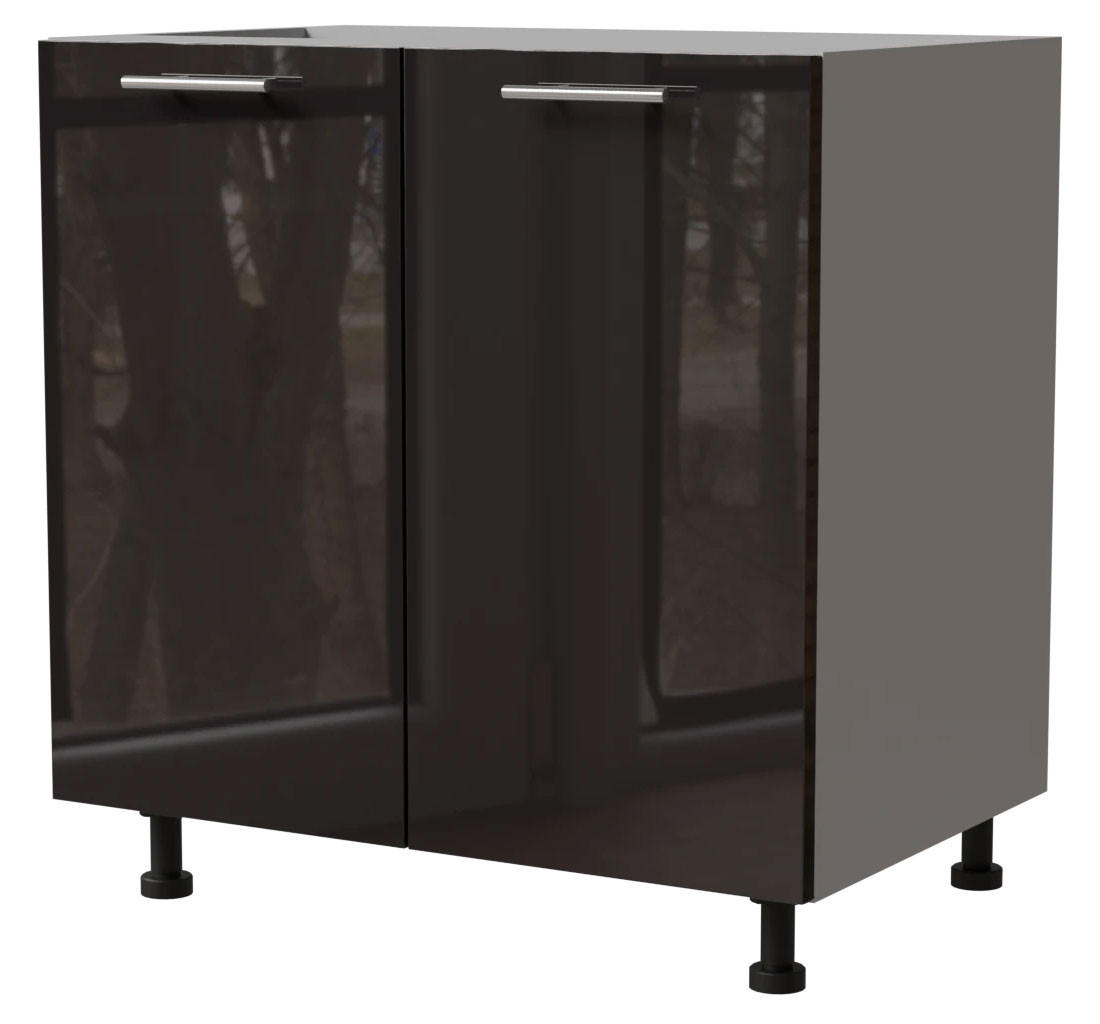 KÜCHENUNTERSCHRANK Essen D11/80 Schwarz Hochglanz / Grau Matt 80 / 50 / 82cm - Schwarz Hochglanz/Schwarz, Holz/Holzwerkstoff (80/82/50cm) - Feldmann-Wohnen