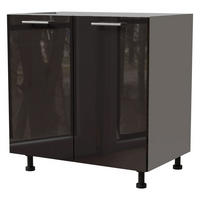 KÜCHENUNTERSCHRANK Essen D11/80 Schwarz Hochglanz / Grau Matt 80 / 50 / 82cm - Schwarz Hochglanz/Schwarz, Holz/Holzwerkstoff (80/82/50cm) - Feldmann-Wohnen