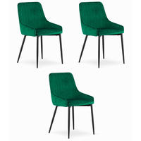 ESSZIMMERSTUHL 3er Set Grüner Velours, Rückenlehne vertikal gepolstert, Sitzfläche komfortabel - Grün, Textil (38/84/46cm) - Best For Home