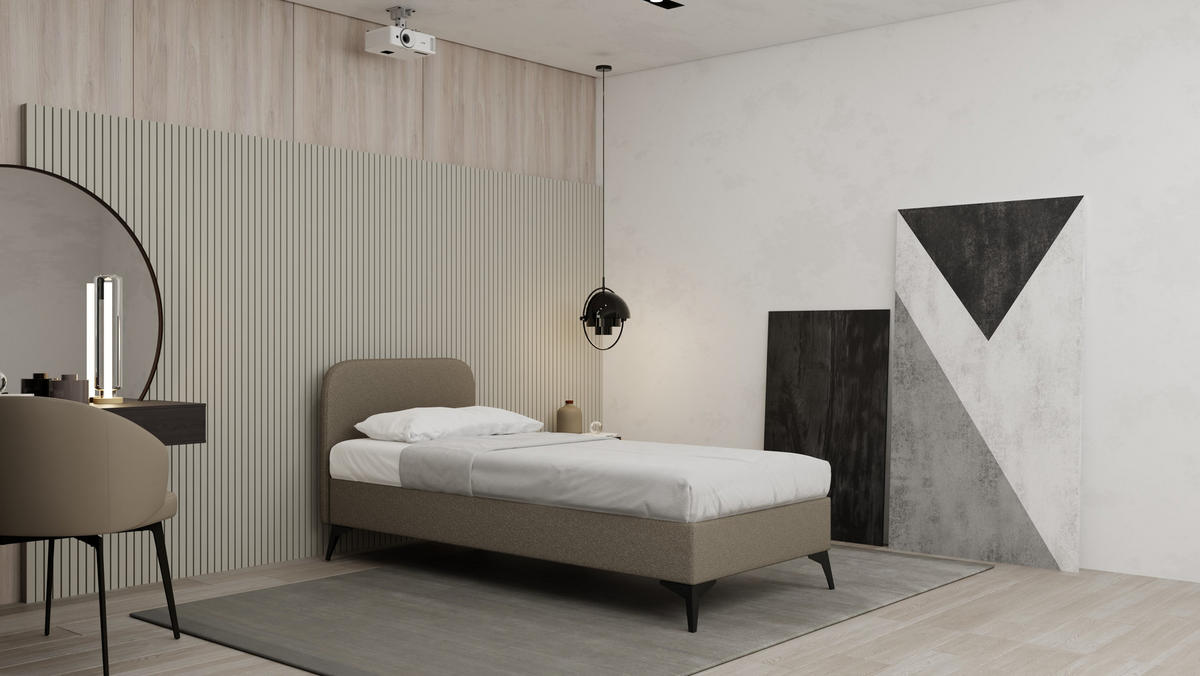 POLSTERBETT Mavilo 90 x 200 cm mit Bettkasten und Lattenrost, Taschenfederkernmatratze Pocket mit Kokosmatte - Braun - Braun, Holz (90/200cm) - Panda Möbel