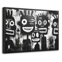 LEINWAND Bilder mit Rahmen - Malerei - Figuren - Schwarz - Abstrakt - 30x20 - Schwarz, Textil (30/20cm) - MuchoWow