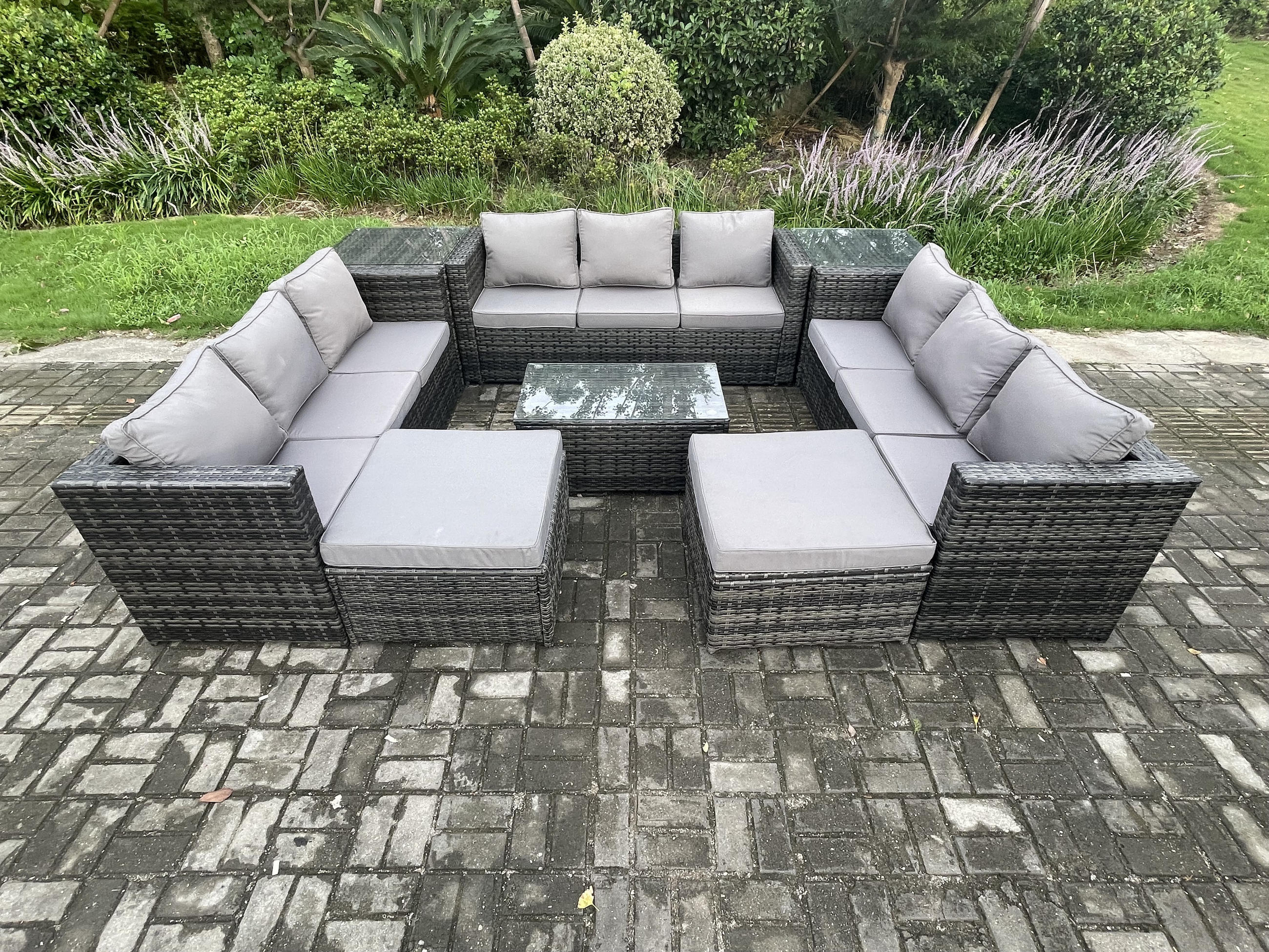 Thumbnail - Fimous Gartenset, Dunkelgrau, Metall, 11-Sitzer, Loungemöbel, Gartenlounge-Sets