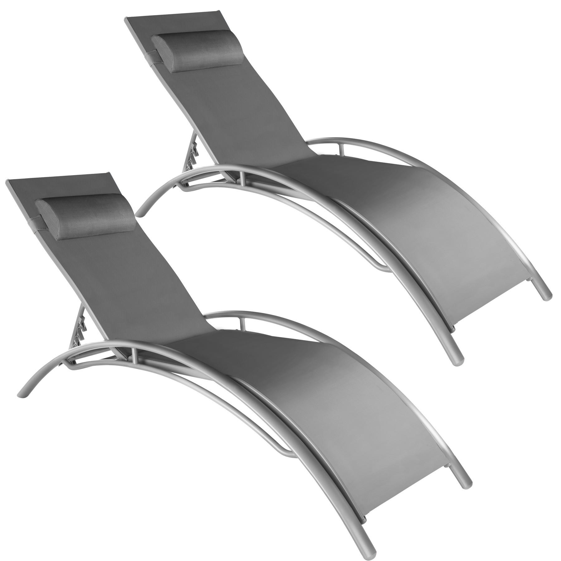 GARTENLIEGE 2er Set Alina,180 x 59 x 50 cm,grau - Grau, Kunststoff (59/81.5/180cm) - tectake