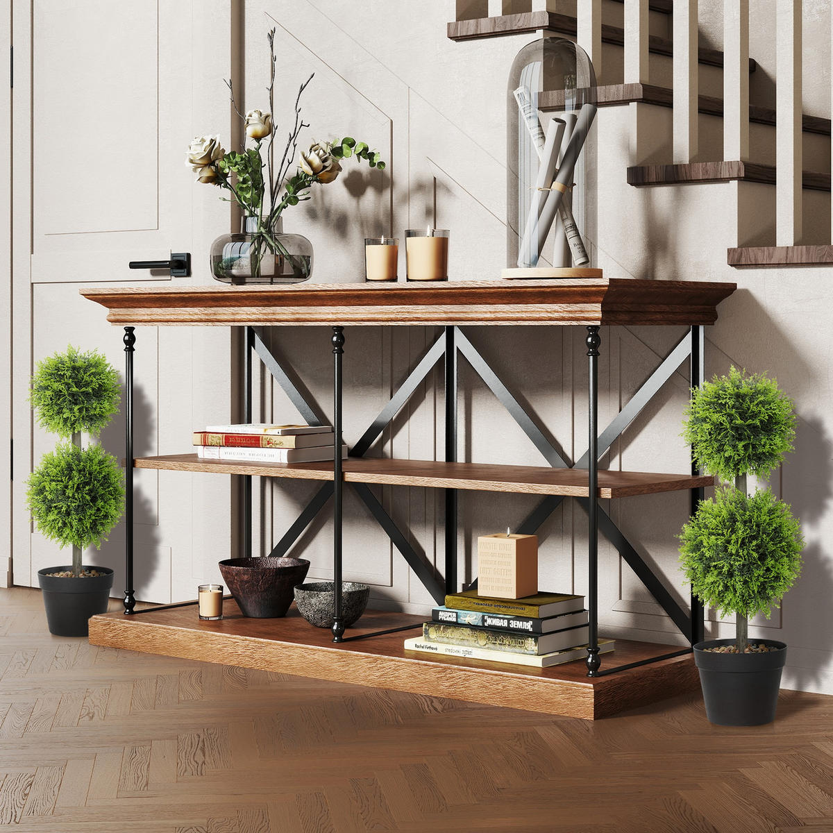 KUNSTPFLANZE 2er-Set DE-16644 Doppelkugeln, 60 cm, 213 Blätter Grün - Grün, Kunststoff (60cm) - ComfortXL