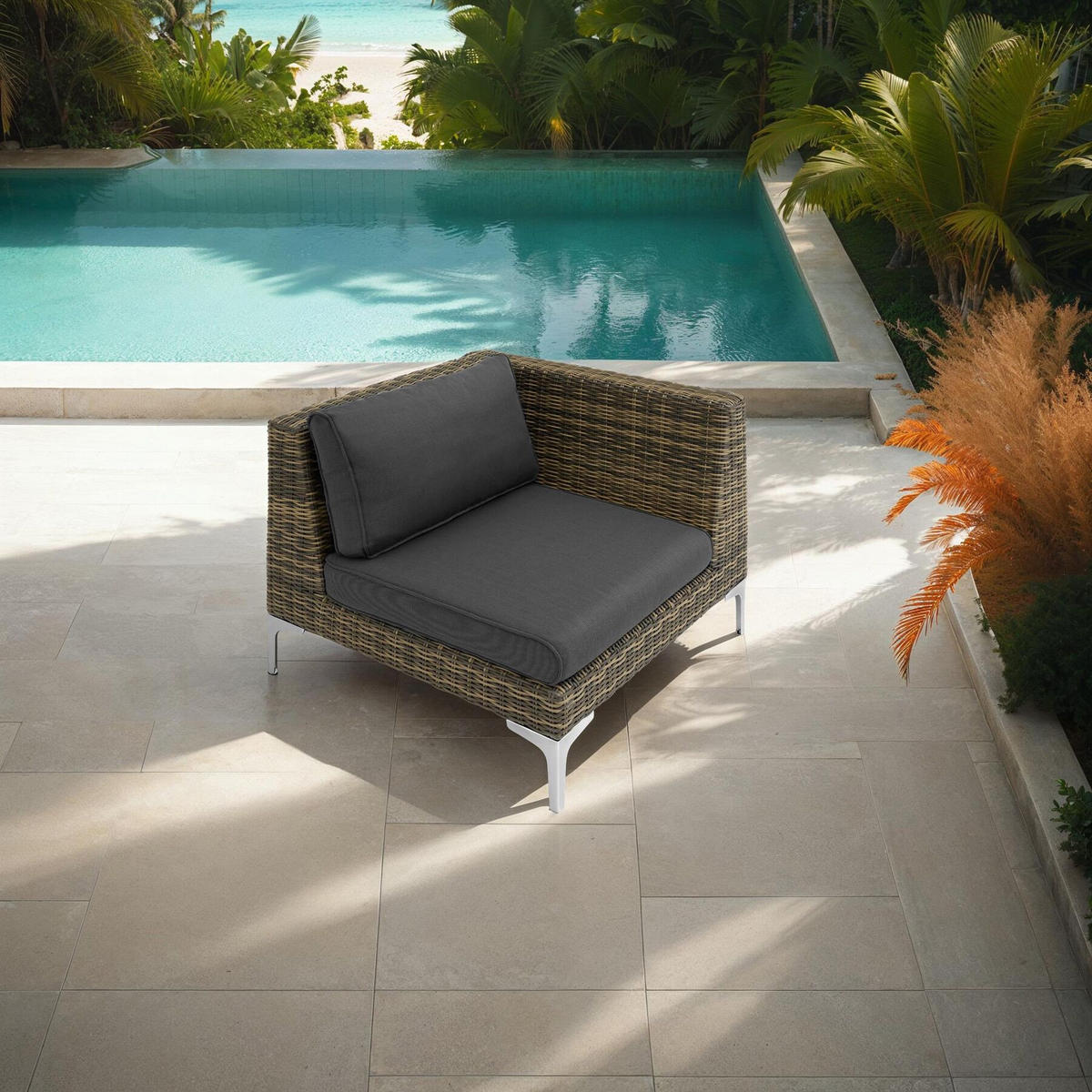 GARTEN-LOUNGE-SET Villanova,89 x 89 x 72 cm,anthrazit-meliert - Anthrazit, Kunststoff - tectake
