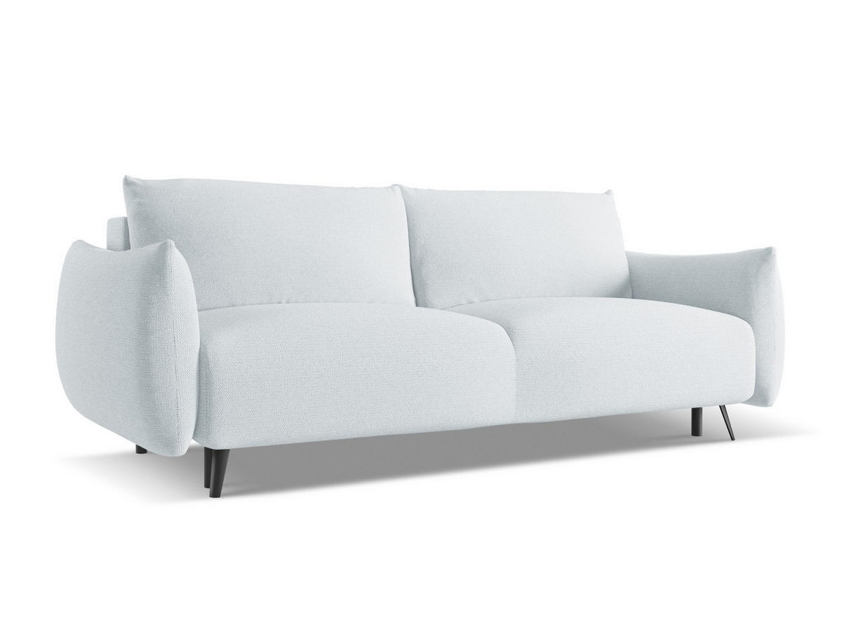 3-SITZER SOFA mit Schlaffunktion Chenille Stoff Blau - Blau/Schwarz, Textil/Metall (230/86/105cm) - Makamii