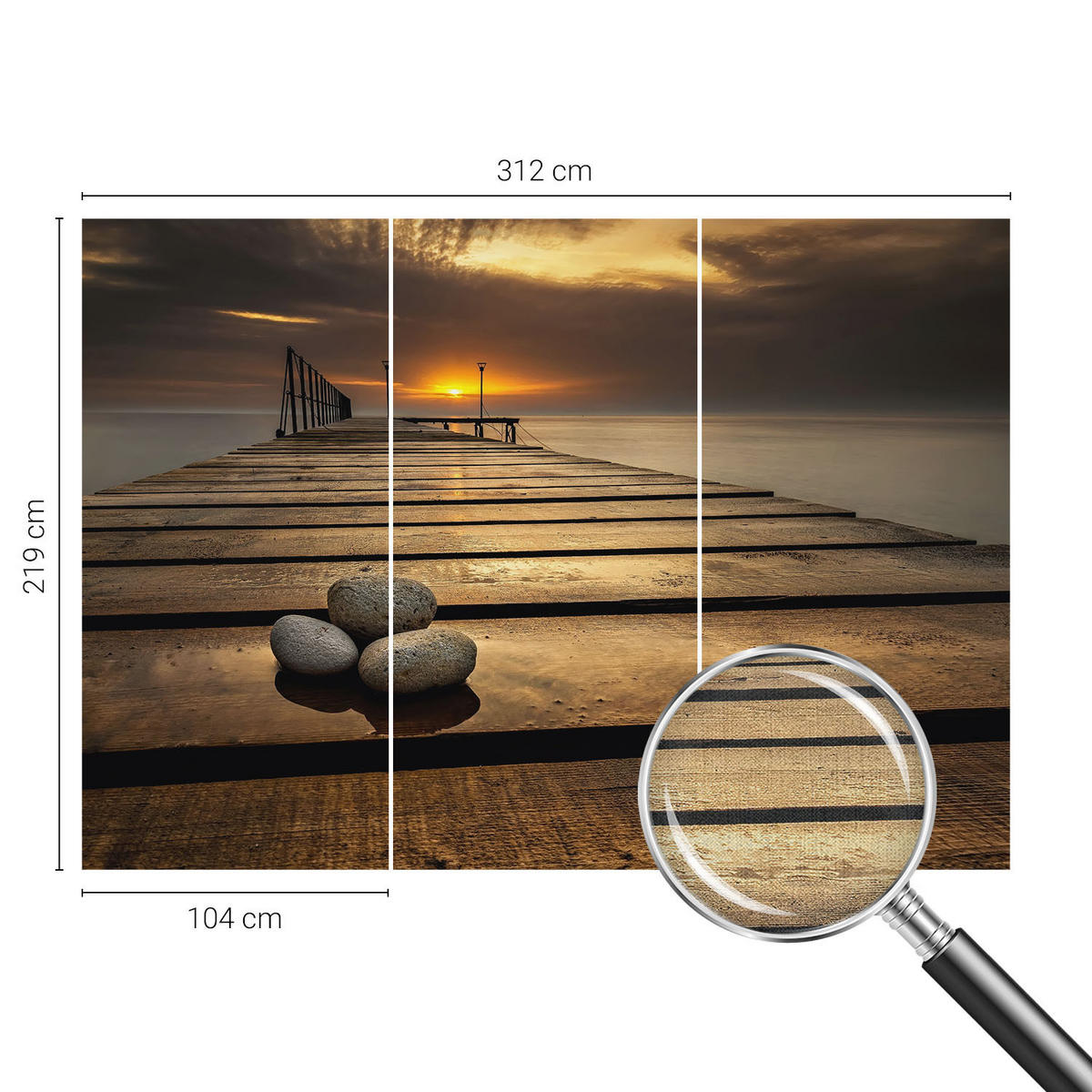 FOTOTAPETE 312x219 cm - Sonnenuntergang - Braun, Textil (312/219cm) - Wallfluent