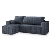 ECKSOFA RAVELO T Grau Kordstoff mit Schlaffunktion - Grau, Holz/Kunststoff (240/140cm) - MASSENO