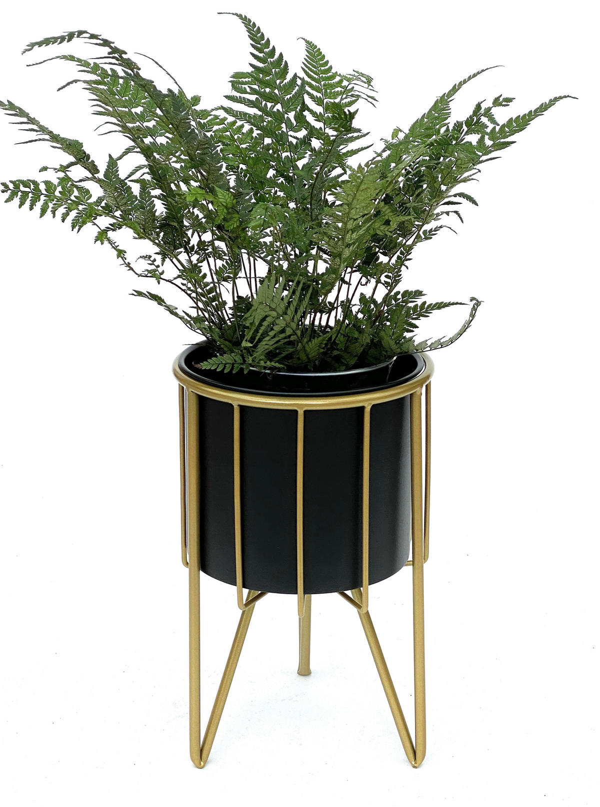 BLUMENHOCKER Rund mit Topf Metall Gold Schwarz 32 cm 96039 S - Goldfarben, Metall (19/32/19cm) - DanDiBo