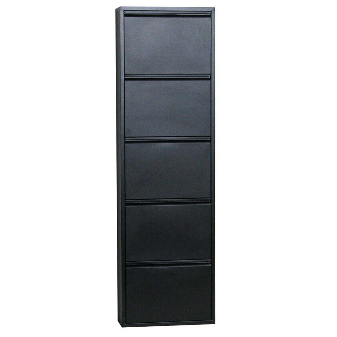 SCHUHKIPPER schwarz - Schwarz, Holzwerkstoff (50/173/16cm) - ebuy24