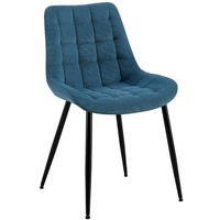 ESSZIMMERSTUHL Cord Blau - Blau/Schwarz, Textil/Metall (52/83/58cm) - CLP