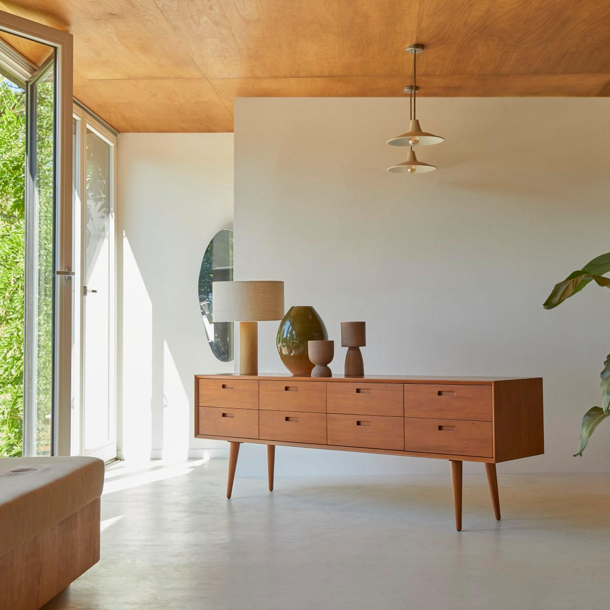 KOMMODE Magda 50's Natur aus Mahagoni - Naturfarben, Holz (204/68/42cm) - Tikamoon