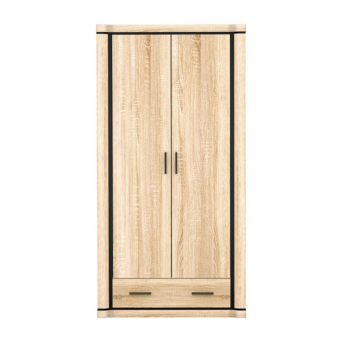 KLEIDERSCHRANK Dallas D-20 97 x 192 x 59 cm Eiche Sonoma - Schwarz/Sonoma Eiche, Holzwerkstoff/Kunststoff (97/192/59cm) - Koseto